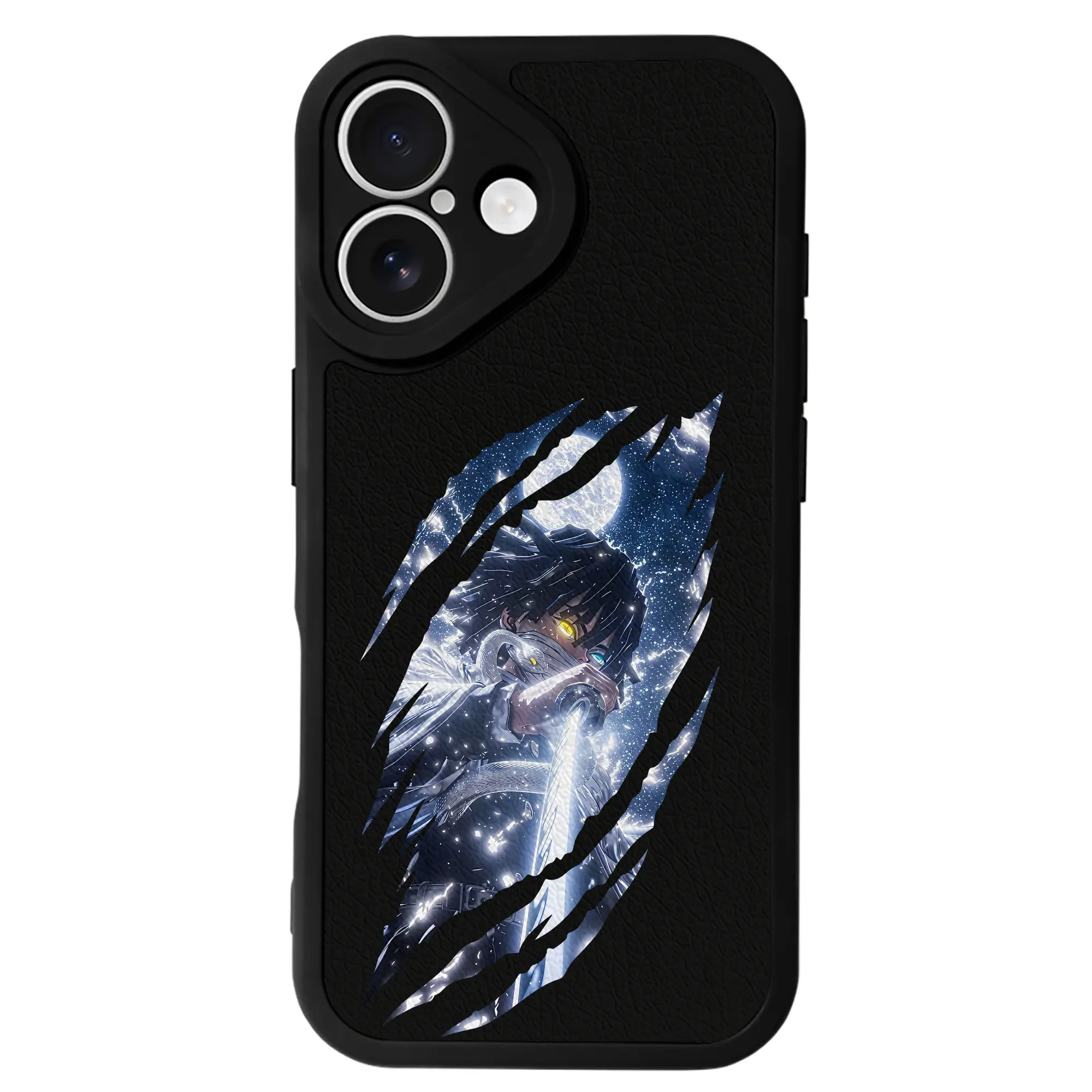 鬼滅の刃 グッズ,伊黒 小芭内 - IPhone 16シリーズ対応 ・ シリコンスマホケース ・ レザー調 ・ 高精度フィット ・ 耐衝撃 ・ ワイヤレス充電対応 ・ 精密カット